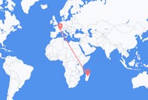 Flyreiser fra Antananarivo, Madagaskar til Grenoble, Frankrike