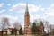 Photo of Lutheran Church in Kotka (Kotkan kirkko), main church in city, is built of red brick in the Neo-Gothic style. Kotka, Finland.
