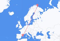Vluchten van Kirkenes, Noorwegen naar Palma, Spanje