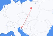 Flyg från Rijeka, Kroatien till Lodz, Polen