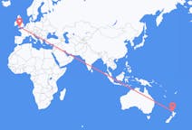 Flyreiser fra Auckland, New Zealand til Exeter, England