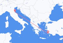 ギリシャのコス島から、イタリアのリミニまでのフライト