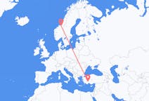 Flights from Isparta, Turkey to Trondheim, Norway