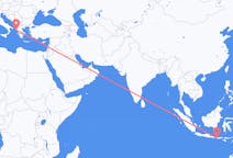 インドネシアのから プラヤ (ロンボク島)、ギリシャのへ ケルキラフライト
