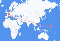 Flyrejser fra Kosrae, Mikronesien til Marseille, Frankrig