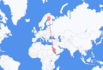 Flyreiser fra Asmara, Eritrea til Kajana, Finland