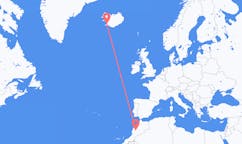 航班从摩洛哥马拉喀什市到雷克雅维克市，冰岛塞尔