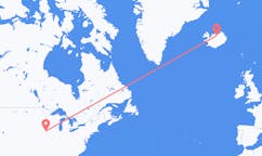 Flyreiser fra Des Moines, USA til Akureyri, Island