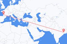 Flyreiser fra Durgapur, India til Bordeaux, Frankrike