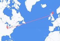 Flyg från Indianapolis, USA till Aberdeen, Skottland