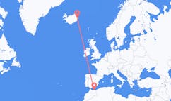 航班从摩洛哥纳祖尔市到Egilssta?ir市，冰岛塞尔