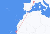 Vluchten van Dakar, Senegal naar Carcassonne, Frankrijk