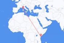 Vluchten van Malindi, Kenia naar Figari, Frankrijk