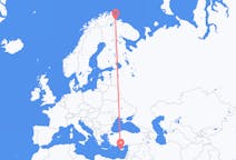 Vluchten van Paphos, Cyprus naar Kirkenes, Noorwegen