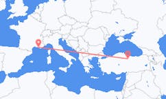 Flyg från Tokat, Turkiet till Marseille, Frankrike