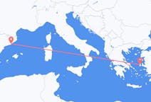 出发地 希腊出发地 希俄斯目的地 西班牙巴塞罗那的航班