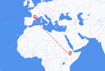 Flyrejser fra Goba, Etiopien til Barcelona, Spanien