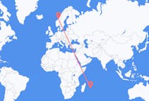 Flyg från Mauritius, Mauritius till Ørland, Norge
