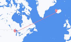 Flights from the city of Rhinelander, the United States to the city of Reykjavik, Iceland
