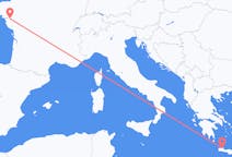 ギリシャのから ハニア、フランスのへ ナントフライト