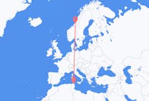 Flyg från Tunis, Tunisien till Namsos, Norge