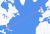 Flyreiser fra Nord Eleuthera, Bahamas til Glasgow, Skottland