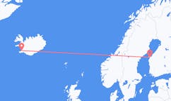 フィンランドのヴァーサから、アイスランドのレイキャビク行きフライト
