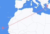 Flyg från Boa Vista (kommun i Brasilien, Roraima, lat 3,19, long -60,61), Kap Verde till Samos, Grekland