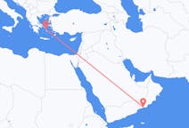 Flyreiser fra Salalah, Oman til Mykonos, Hellas