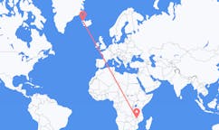 Flights from the city of Lilongwe, Malawi to the city of Ísafjörður, Iceland