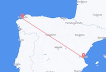 Vluchten van La Coruña, Spanje naar Valencia, Spanje