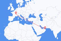 Flyg från Muscat, Oman till Lyon, Frankrike