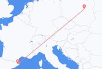 Flyg från Warszawa, Polen till Girona, Spanien