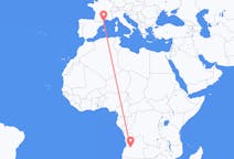 Flyg från Huambo, Angola till Perpignan, Frankrike