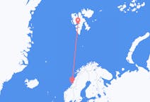 Flüge von Rørvik, nach Spitzbergen