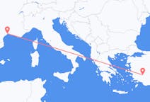 出发地 土耳其出发地 代尼茲利目的地 法国蒙彼利埃的航班