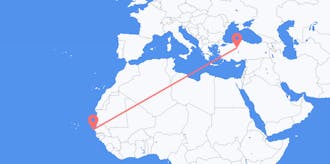 Vluchten van Senegal naar Turkije