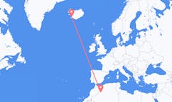 航班从阿尔及利亚贝沙尔市到雷克雅维克市，冰岛塞尔