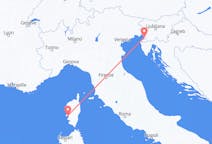 Vols depuis la ville de Trieste vers la ville d'Ajaccio