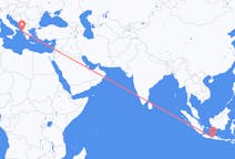인도네시아 수라카르타에서 출발해 그리스 코르푸로(으)로 가는 항공편