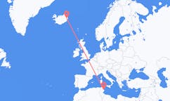 航班从突尼斯莫纳斯提尔市到埃伊尔斯塔济市，冰岛塞尔