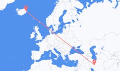 航班从伊朗伊斯法罕市到埃伊尔斯塔济市，冰岛塞尔