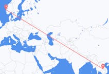 Flyreiser fra Ubon Ratchathani-provinsen, Thailand til Bergen, Norge
