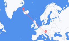 Flights from the city of Rijeka, Croatia to the city of Ísafjörður, Iceland