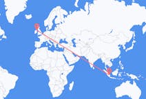 Flyg från Palembang, Indonesien till Belfast, Nordirland