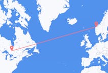 캐나다발 티민스, 노르웨이행 올레순 항공편