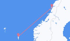 Flyg från Sandnessjøen, Norge till Lerwick, Skottland