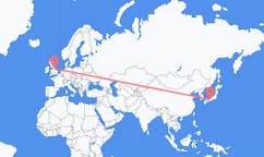 Vluchten van Kobe, California, Japan naar Leeds, Engeland