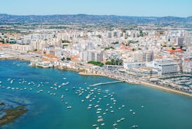 Photo of aerial view of beautiful landscape of Faro, Algarve, Portugal.