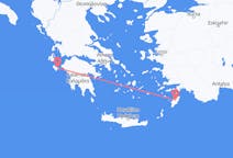 Vluchten van Rhodos, Griekenland naar Zakynthos-eiland, Griekenland